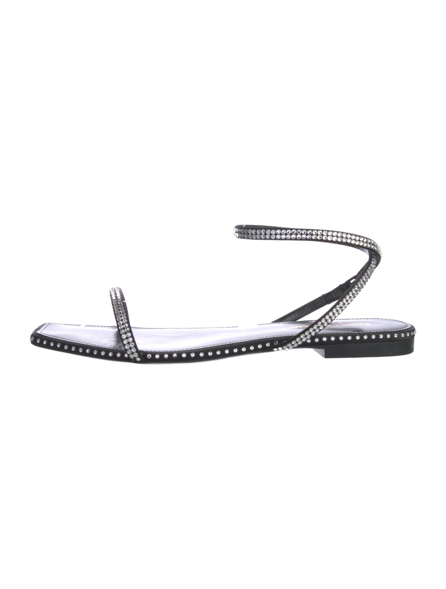 Saint Laurent Leather Crystal Embellishments Sandals