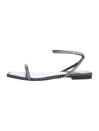 Saint Laurent Leather Crystal Embellishments Sandals