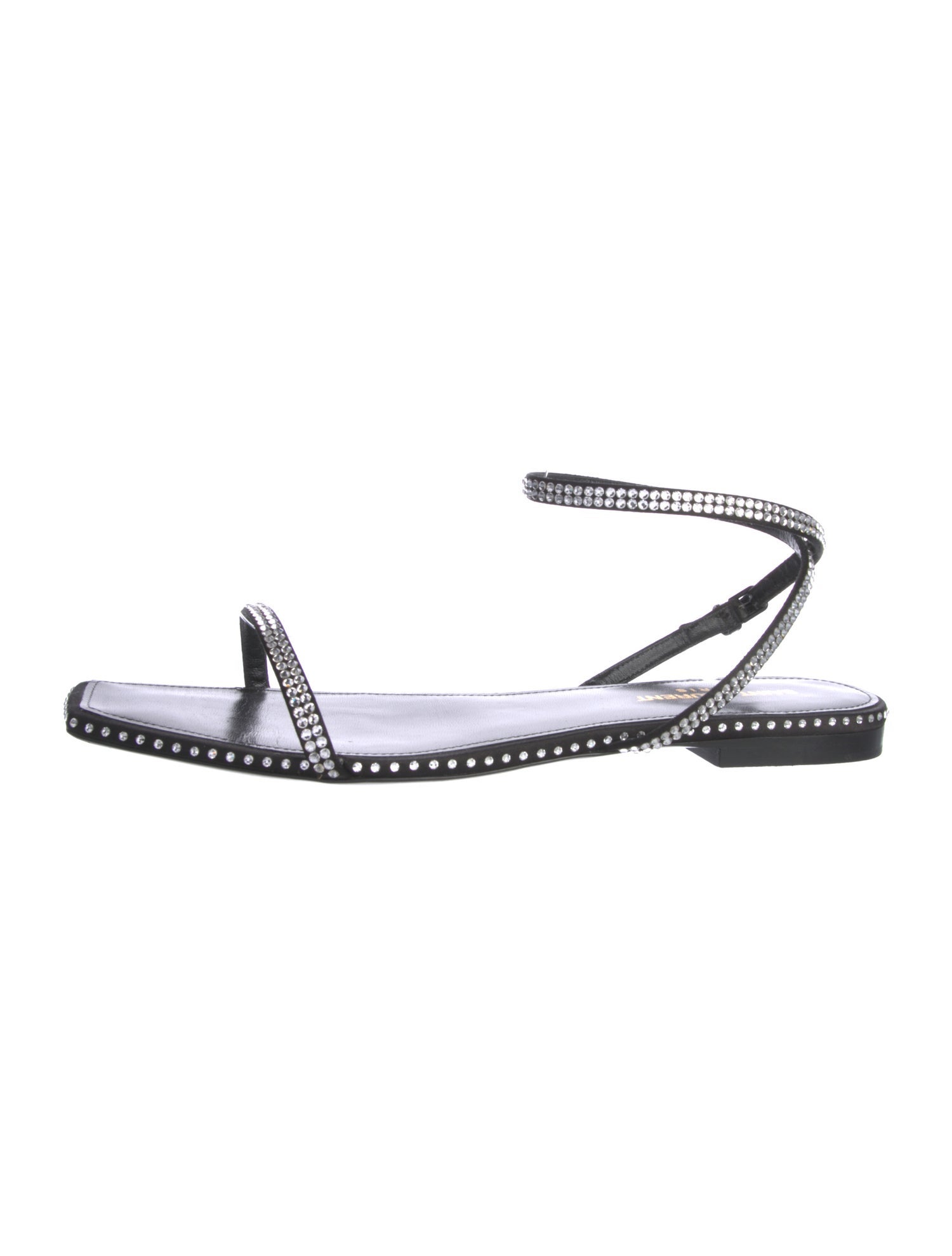 Saint Laurent Leather Crystal Embellishments Sandals