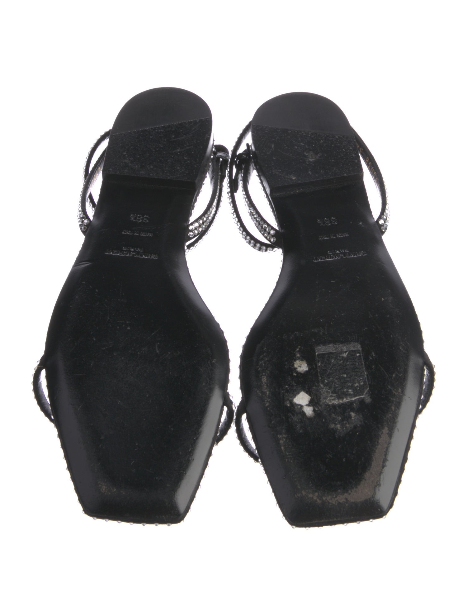 Saint Laurent Leather Crystal Embellishments Sandals