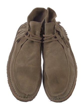 Saint Laurent Suede Fringe Trim Accent Flats