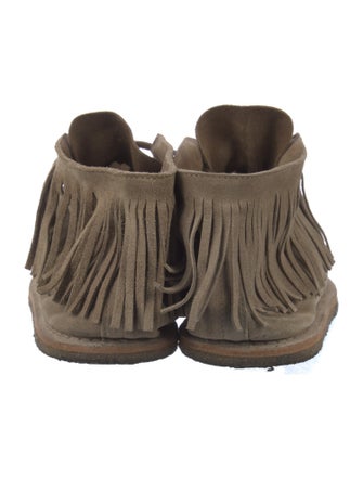 Saint Laurent Suede Fringe Trim Accent Flats