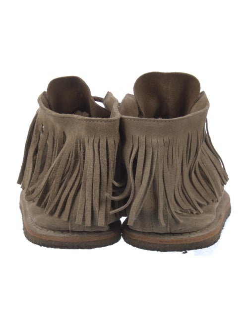 Saint Laurent Suede Fringe Trim Accent Flats