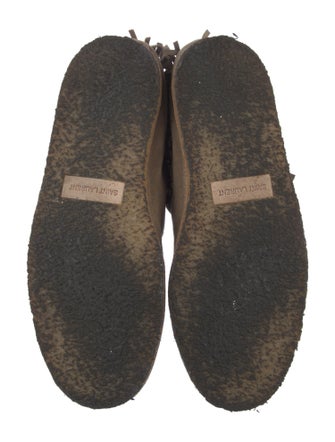 Saint Laurent Suede Fringe Trim Accent Flats