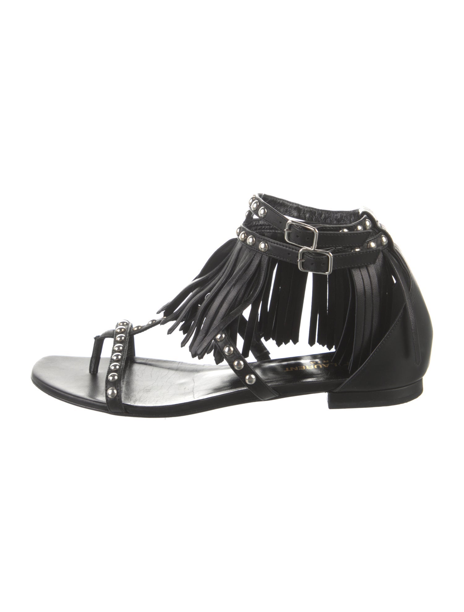 Saint Laurent Leather Studded Accents Sandals