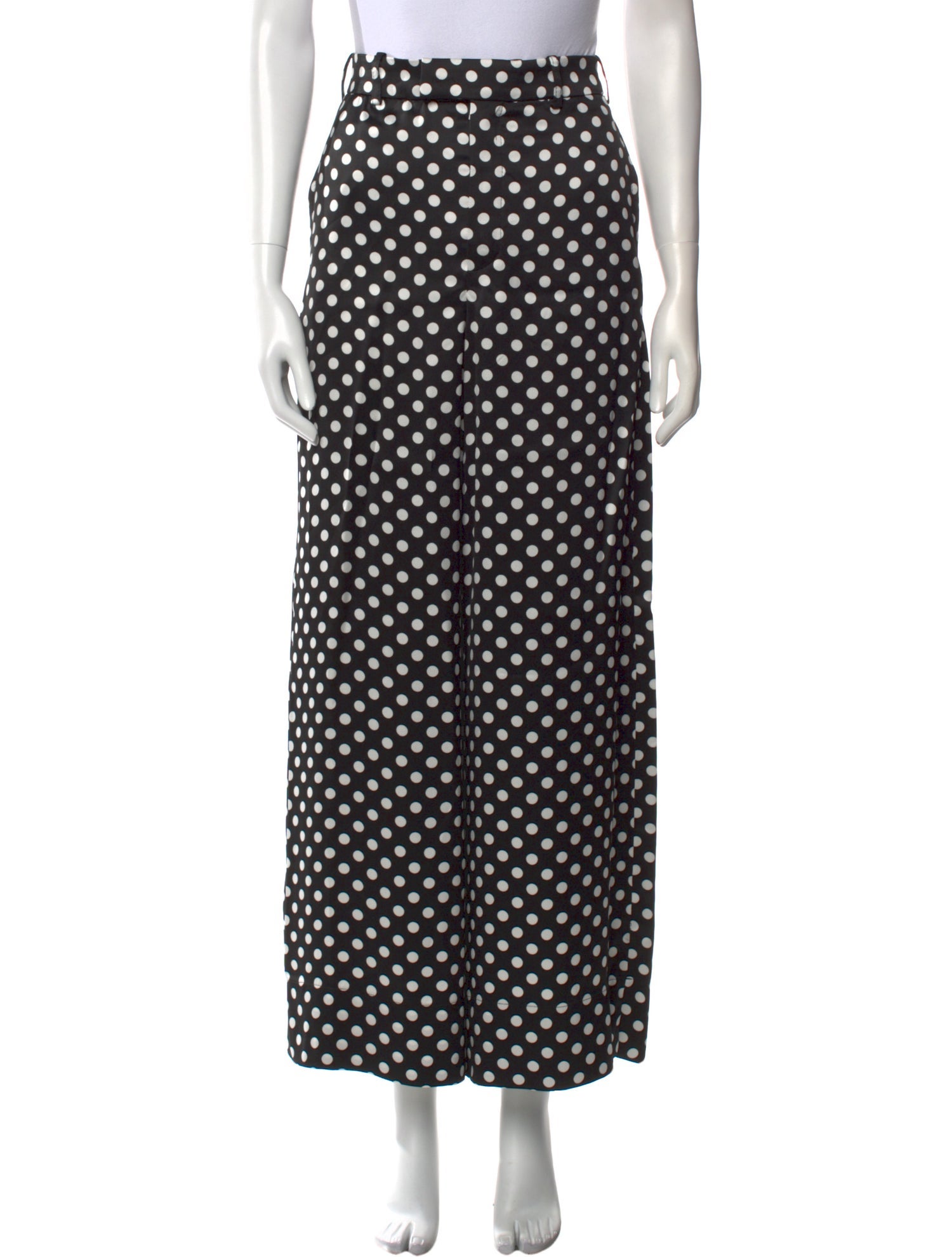 Saint Laurent Polka Dot Print Wide Leg Pants