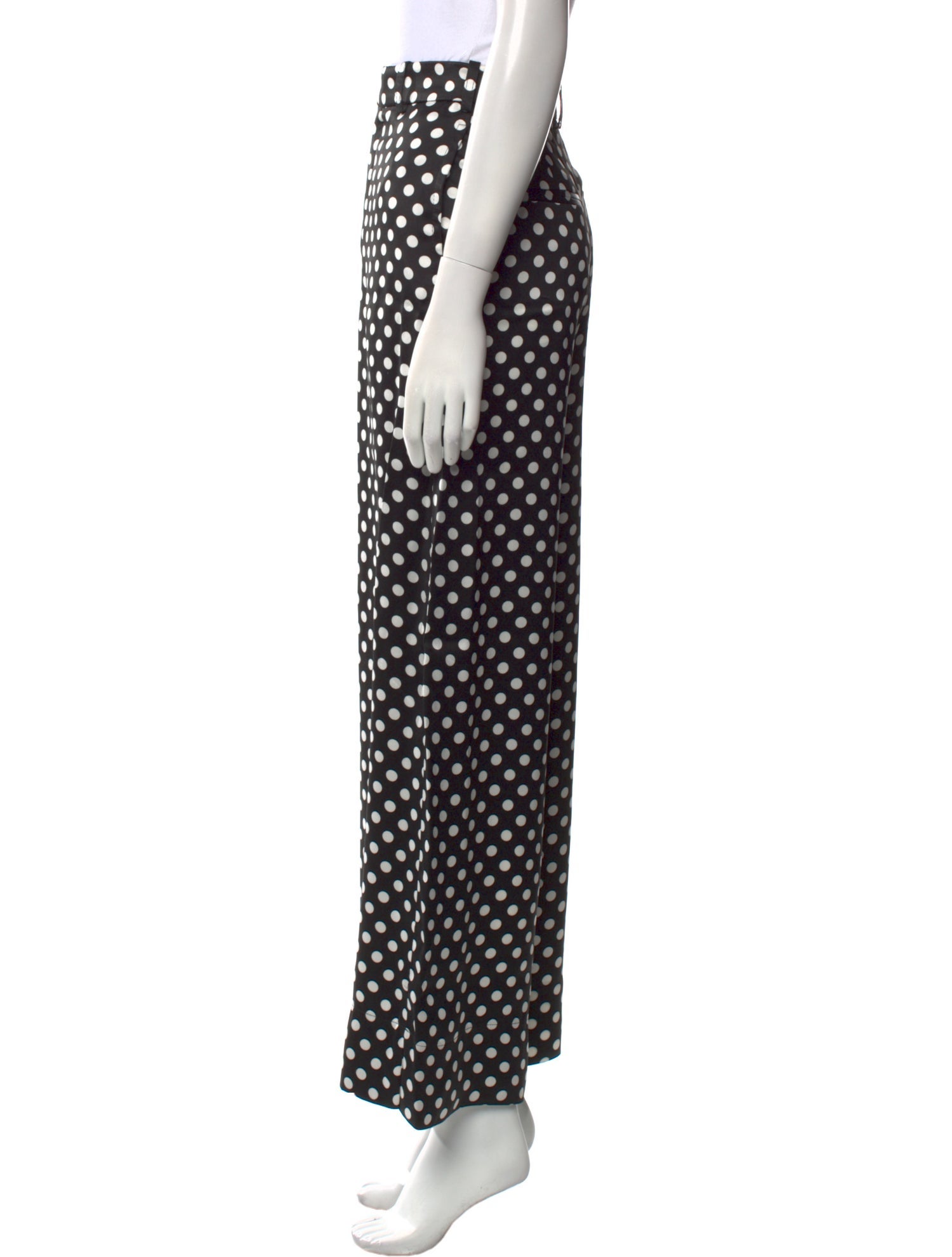 Saint Laurent Polka Dot Print Wide Leg Pants