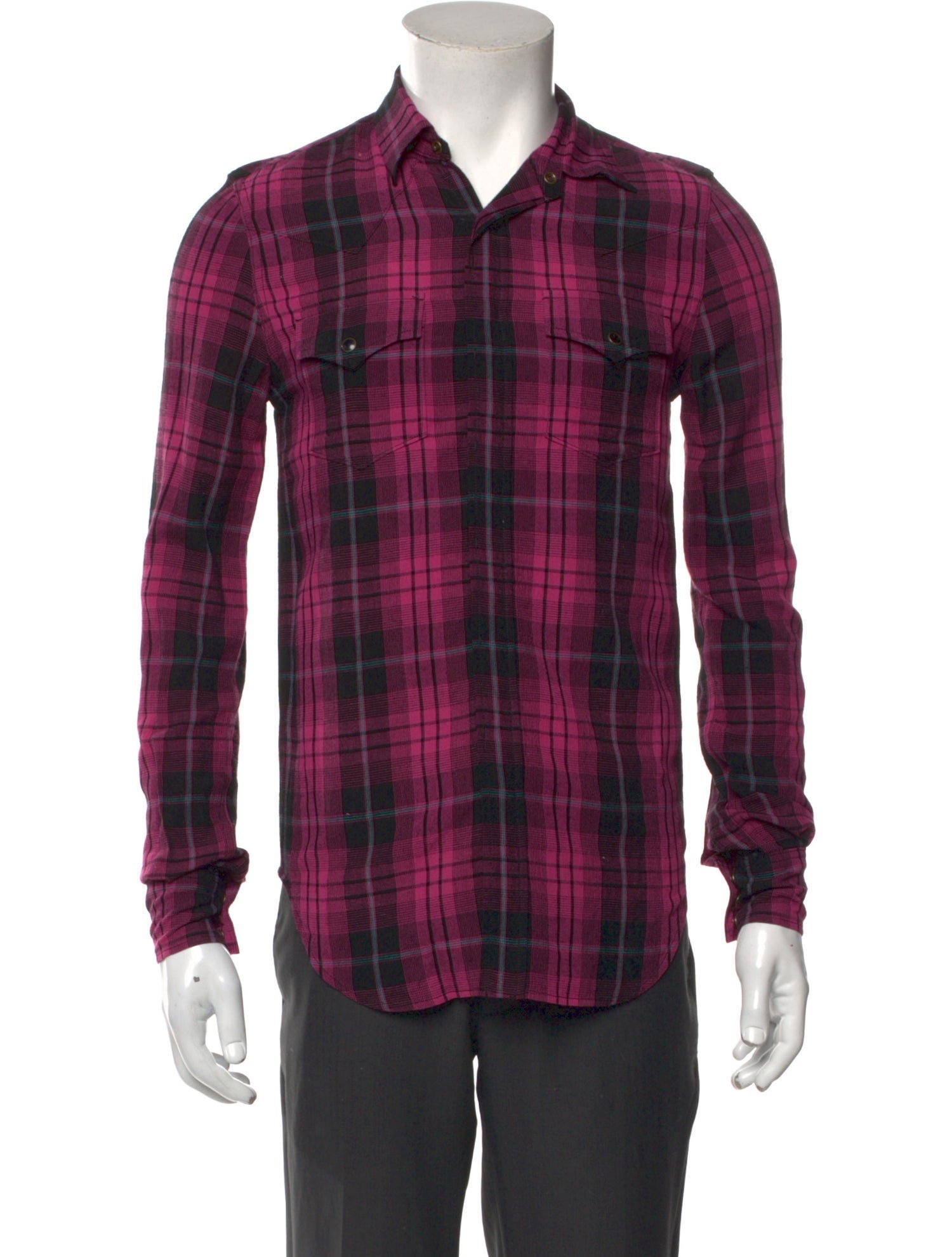 Saint Laurent 2020 Plaid Print Western Shirt