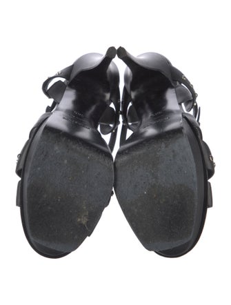 Saint Laurent Leather Studded Accents T-Strap Sandals