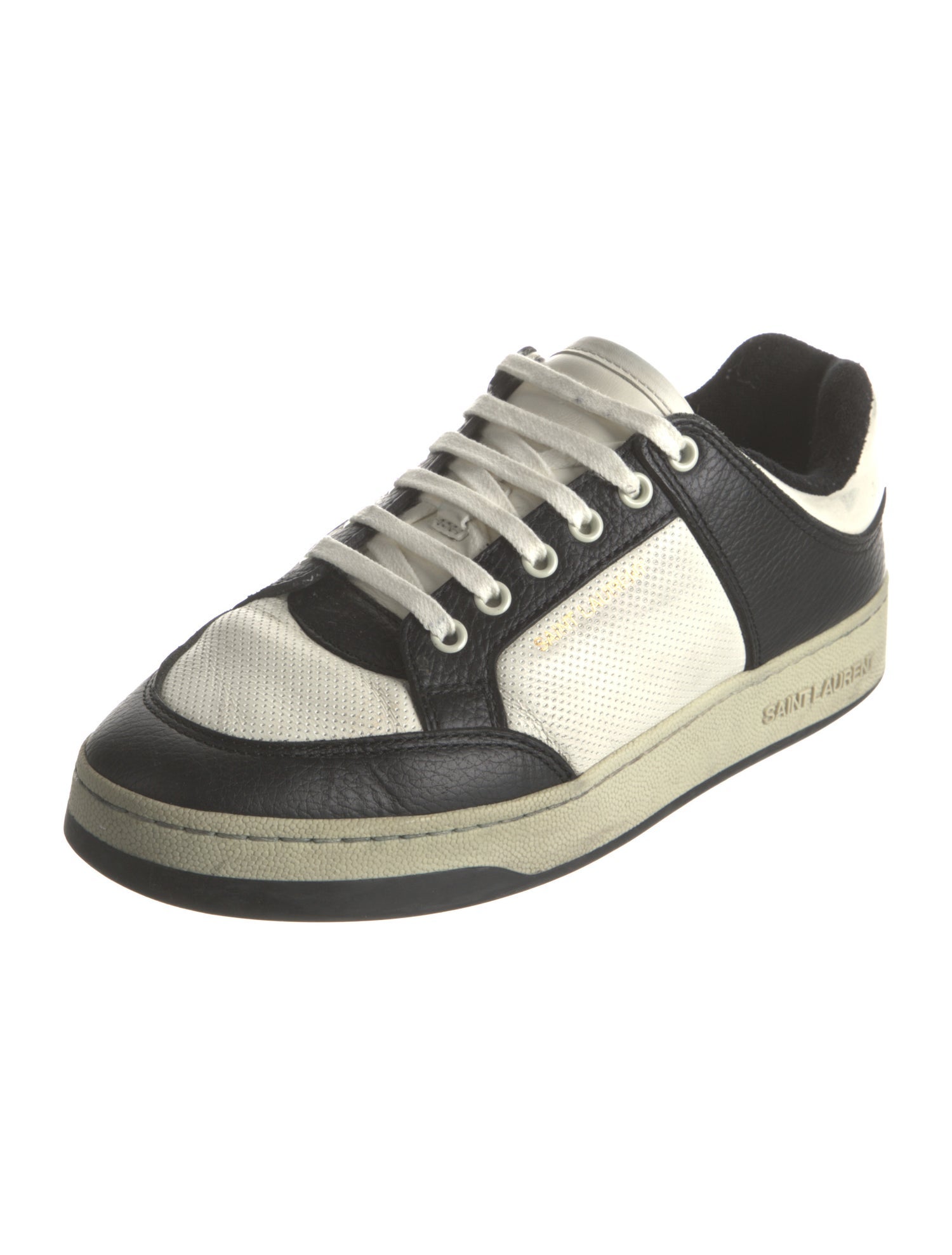 Saint Laurent Leather Colorblock Pattern Sneakers