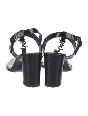 Saint Laurent Signature Logo Leather T-Strap Sandals