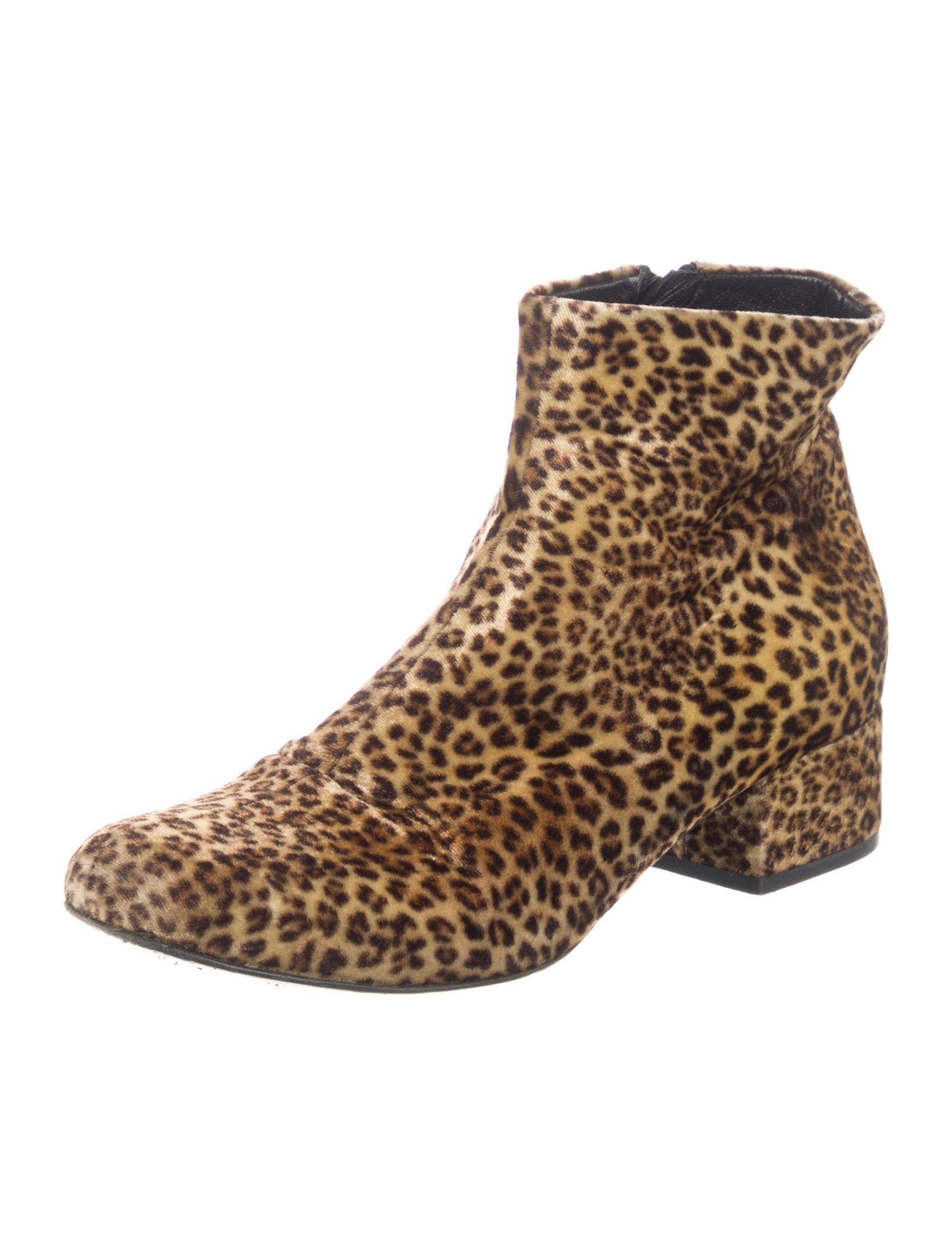 Saint Laurent Velvet Animal Print Moto Boots