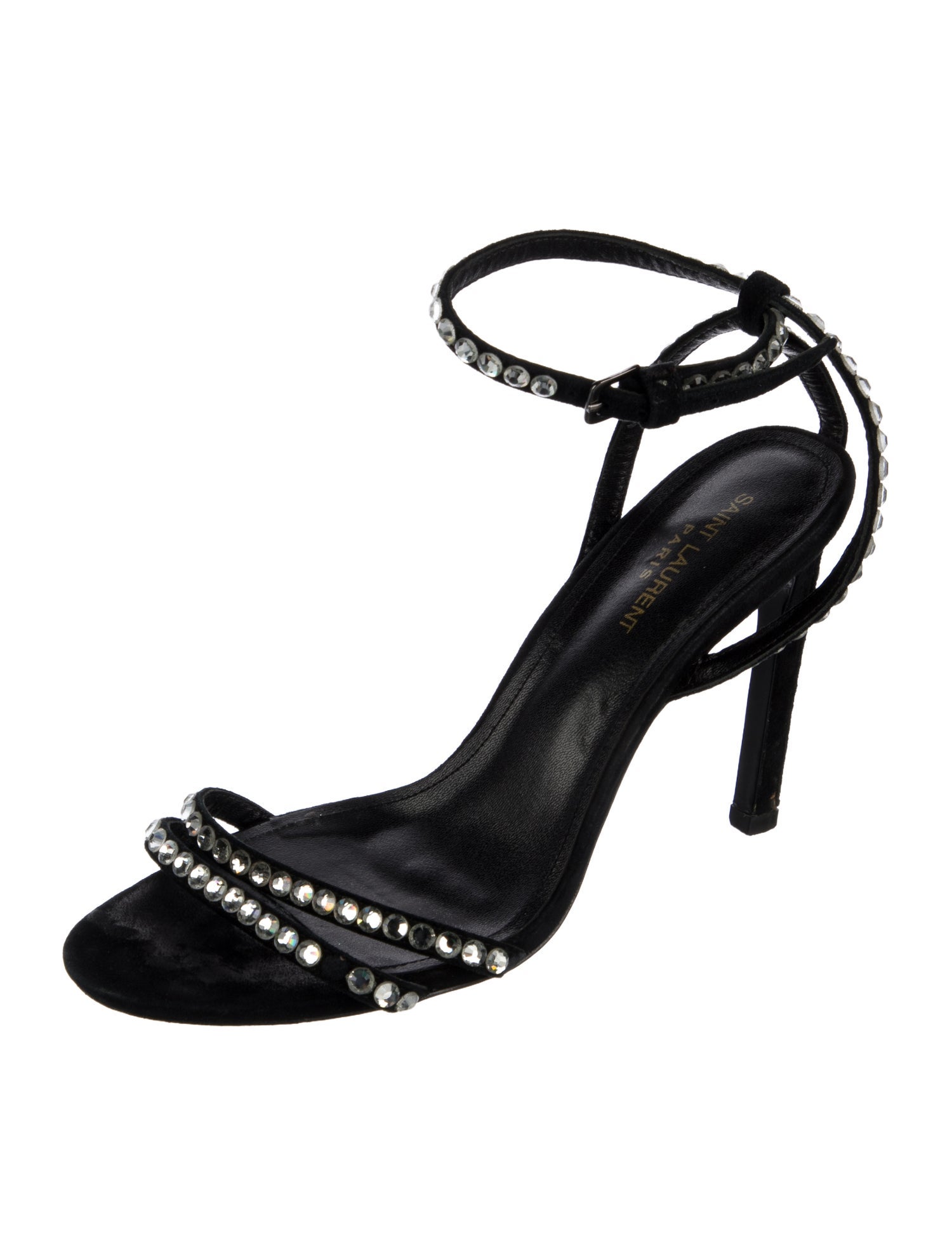 Saint Laurent Satin Crystal Embellishments Sandals