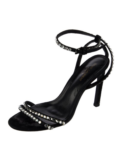 Saint Laurent Satin Crystal Embellishments Sandals