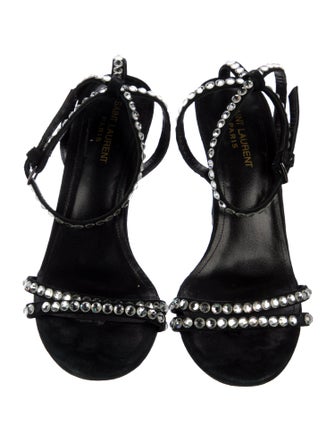 Saint Laurent Satin Crystal Embellishments Sandals