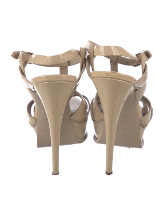 Saint Laurent Patent Leather T-Strap Sandals