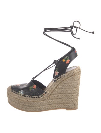 Saint Laurent Leather Floral Print Espadrilles
