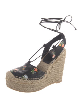 Saint Laurent Leather Floral Print Espadrilles