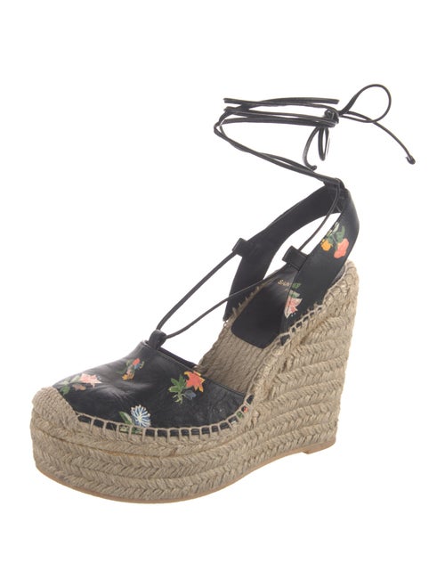 Saint Laurent Leather Floral Print Espadrilles