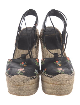 Saint Laurent Leather Floral Print Espadrilles