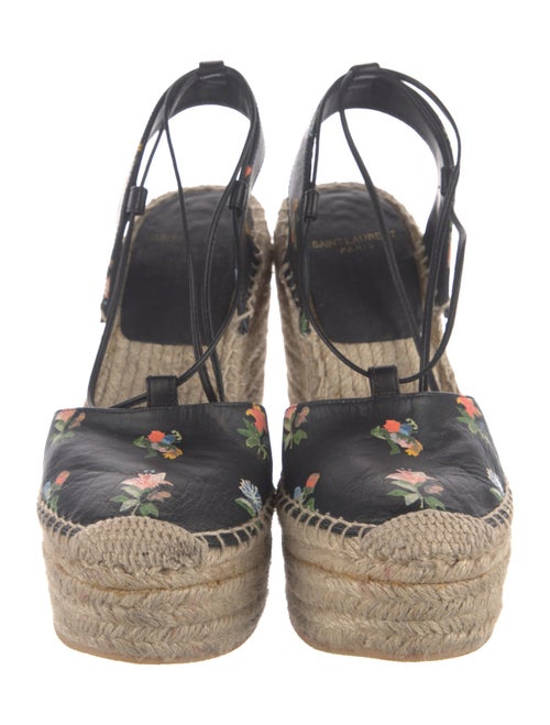 Saint Laurent Leather Floral Print Espadrilles