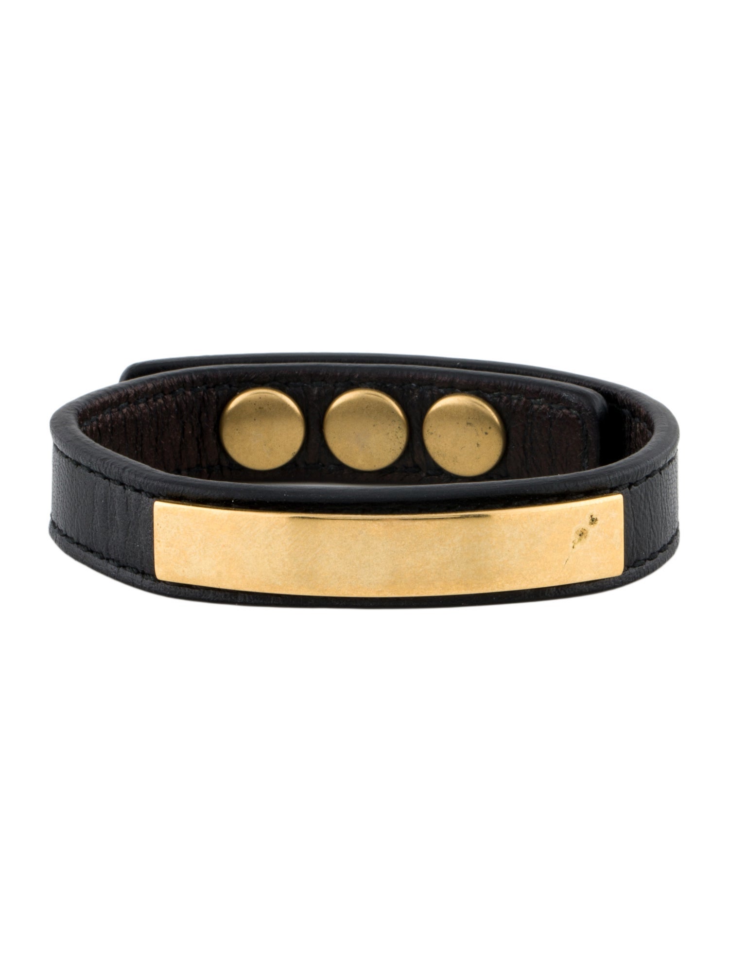 Saint Laurent Leather ID Cuff Bracelet