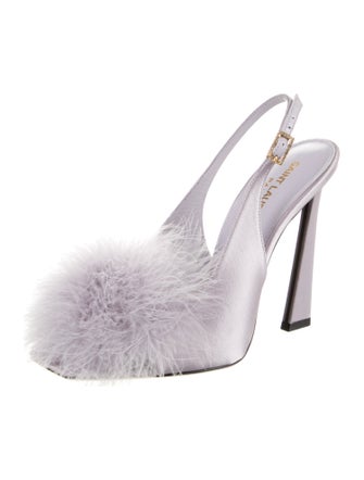 Saint Laurent Satin Crystal Embellishments Slingback Sandals