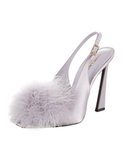 Saint Laurent Satin Crystal Embellishments Slingback Sandals