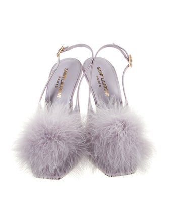 Saint Laurent Satin Crystal Embellishments Slingback Sandals