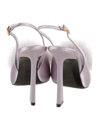 Saint Laurent Satin Crystal Embellishments Slingback Sandals