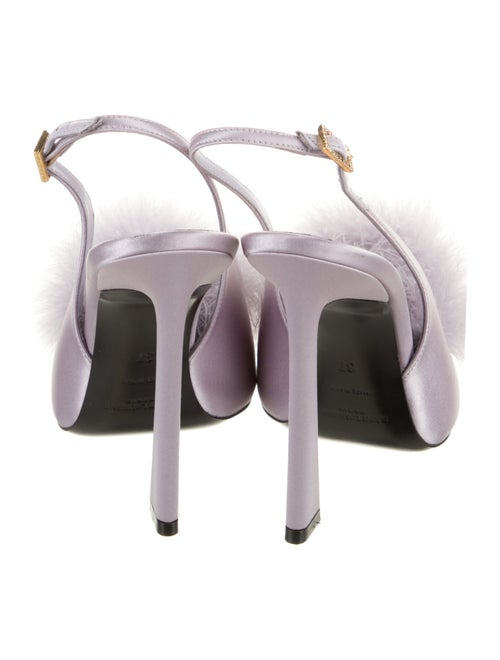 Saint Laurent Satin Crystal Embellishments Slingback Sandals