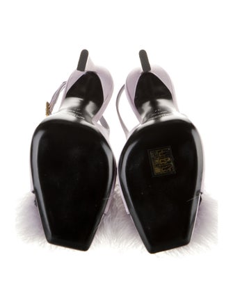 Saint Laurent Satin Crystal Embellishments Slingback Sandals