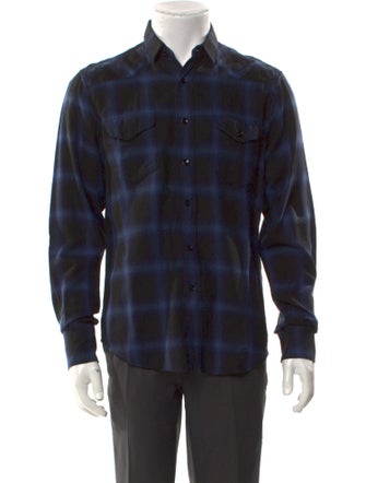 Saint Laurent 2016 Plaid Print Western Shirt