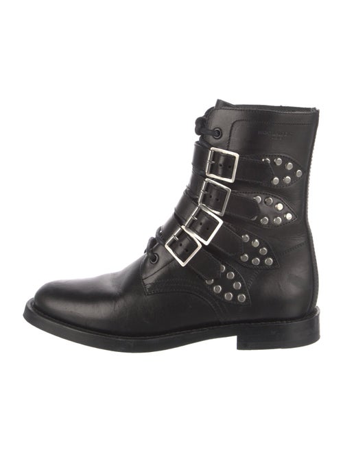 Saint Laurent Leather Studded Accents Combat Boots