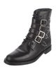 Saint Laurent Leather Studded Accents Combat Boots