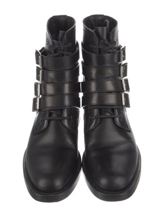 Saint Laurent Leather Studded Accents Combat Boots