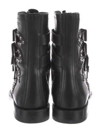 Saint Laurent Leather Studded Accents Combat Boots