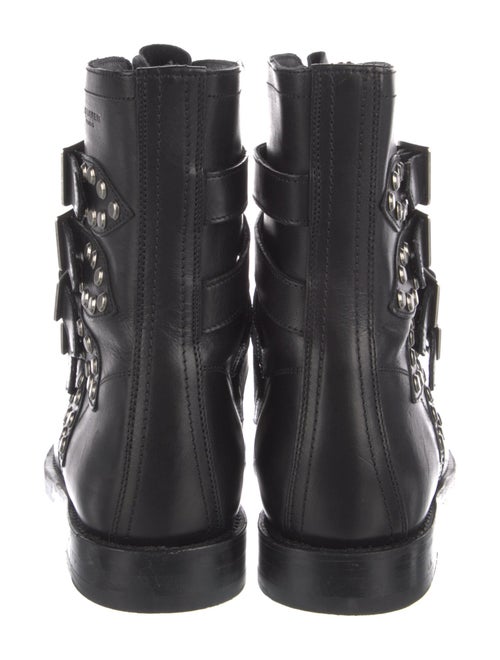 Saint Laurent Leather Studded Accents Combat Boots