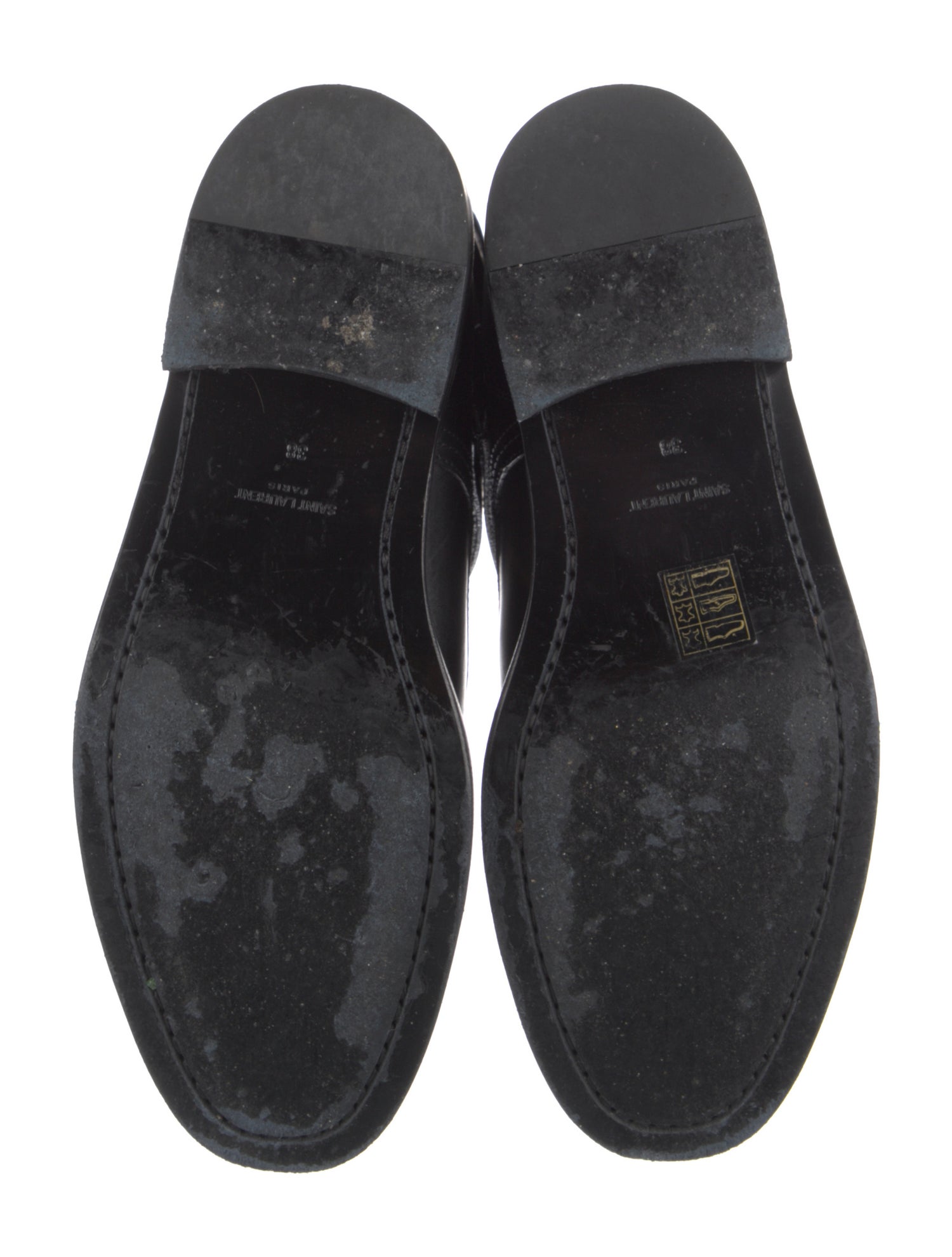 Saint Laurent Leather Studded Accents Combat Boots