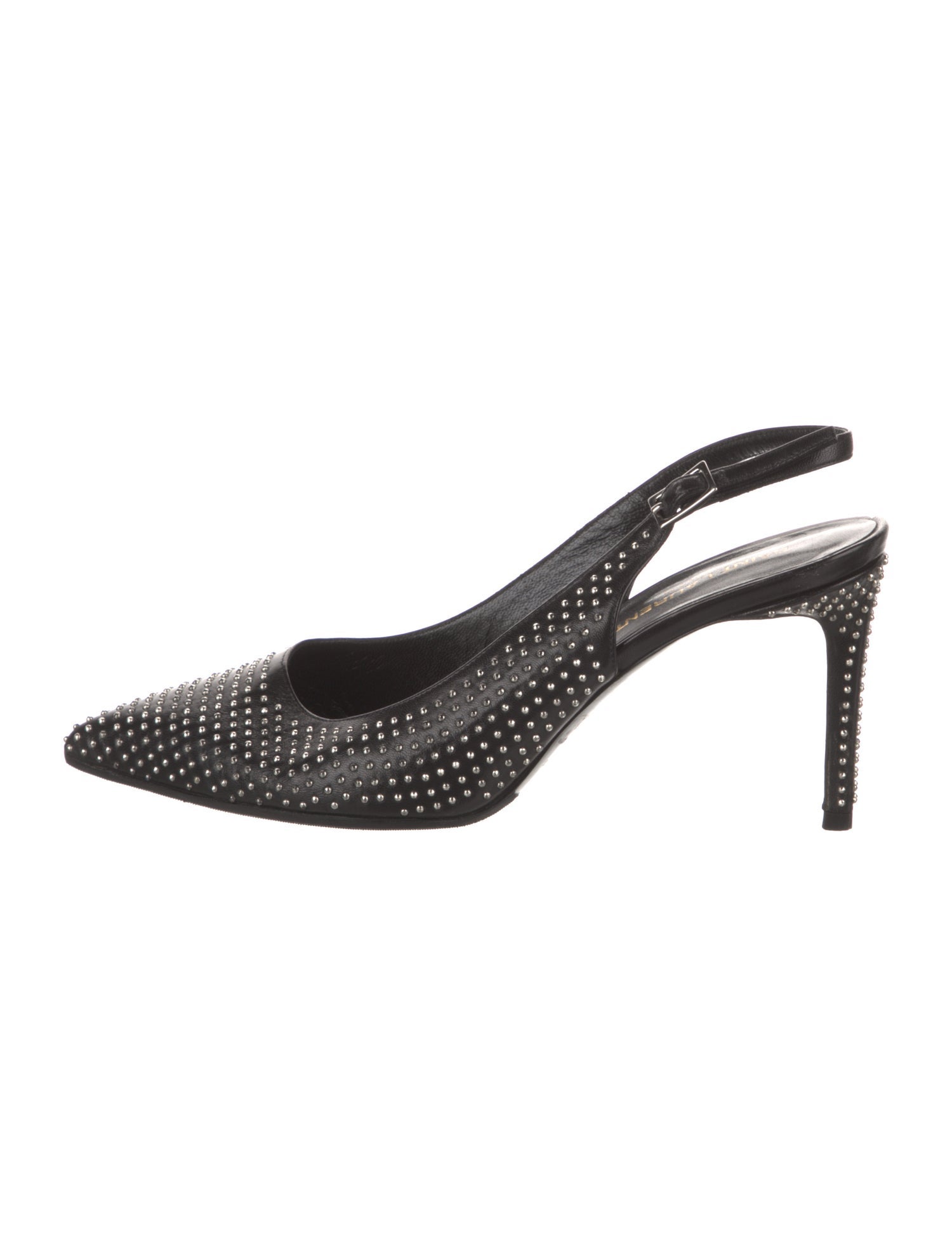 Saint Laurent Leather Studded Accents Slingback Pumps