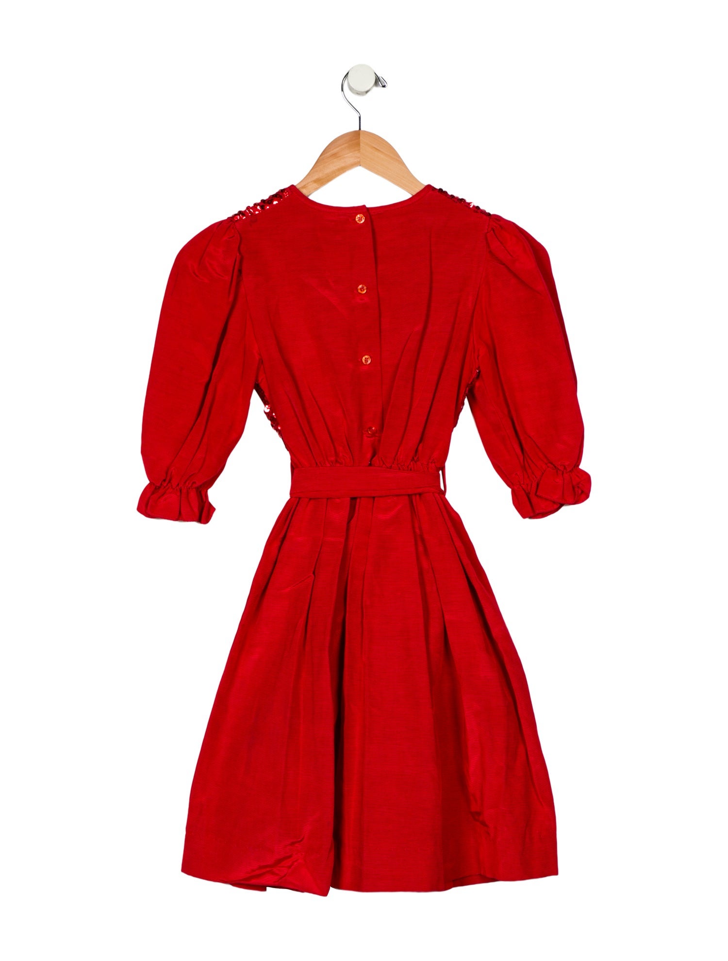 Yves Saint Laurent Sequin Red Long Sleeve Dress
