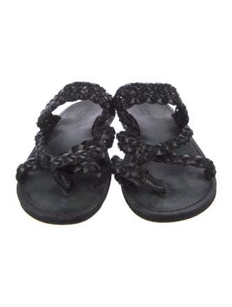 Saint Laurent Leather Braided Accents Slides