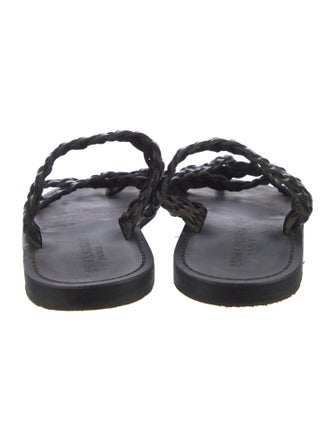 Saint Laurent Leather Braided Accents Slides