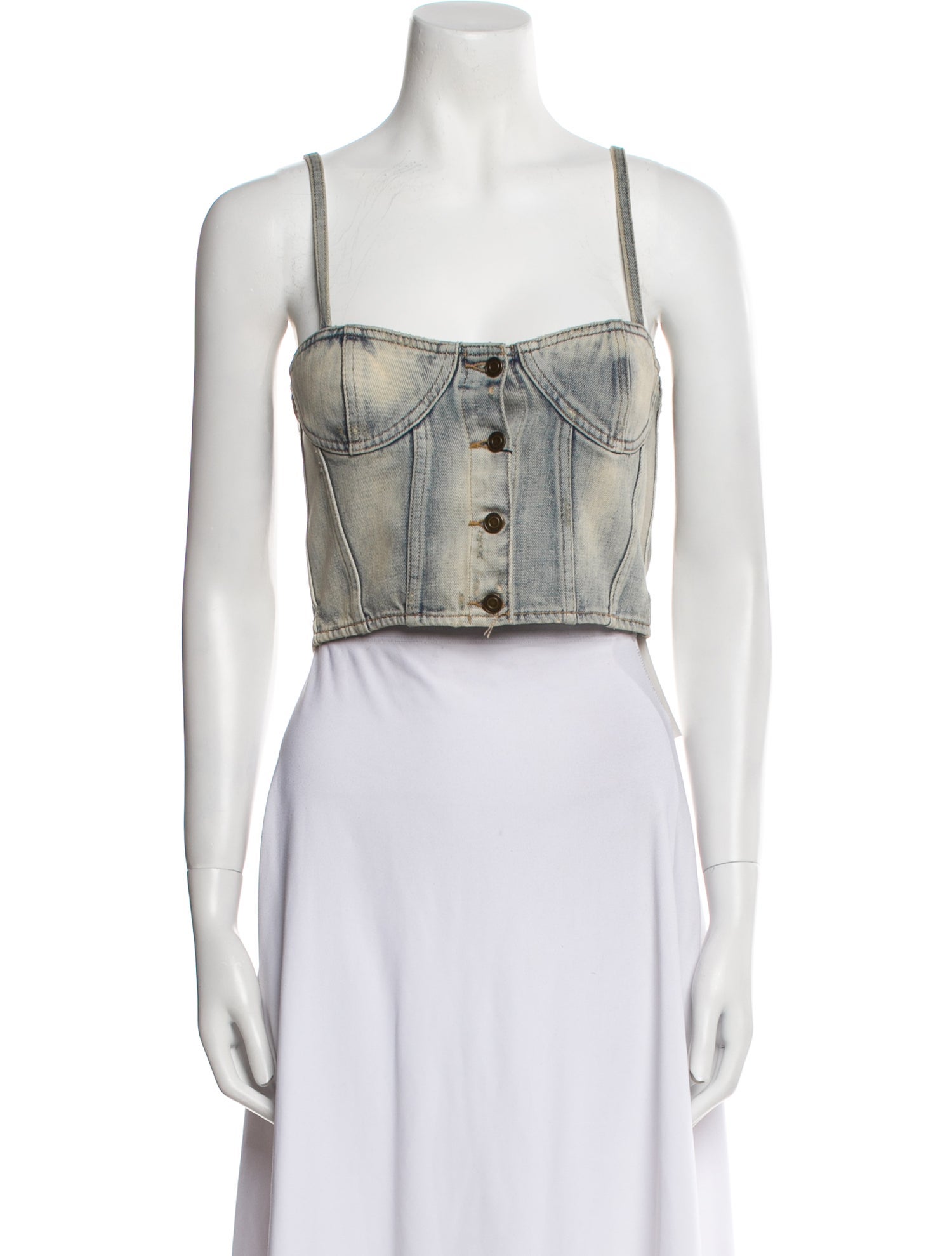 Saint Laurent 2021 Square Neckline Crop Top w/ Tags