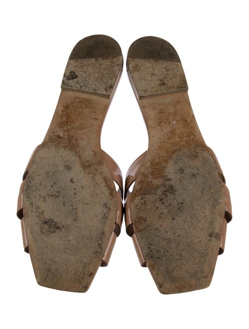 Saint Laurent Patent Leather Leather Trim Embellishment Slides