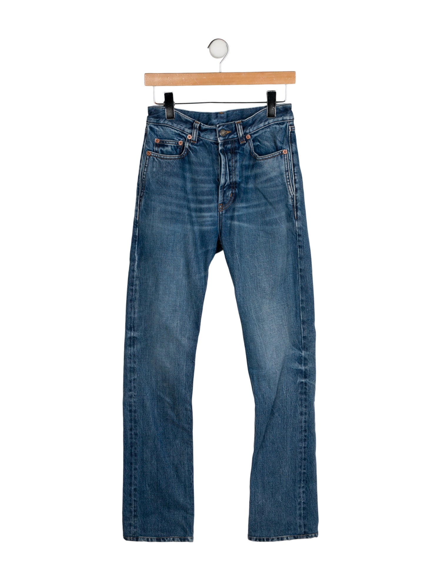 Saint Laurent High-Rise Straight Leg Jeans
