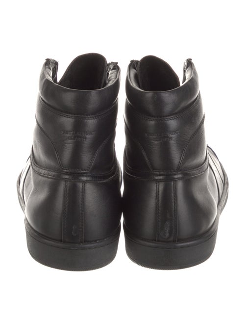 Saint Laurent Leather Fringe Trim Accent Lace-Up Boots