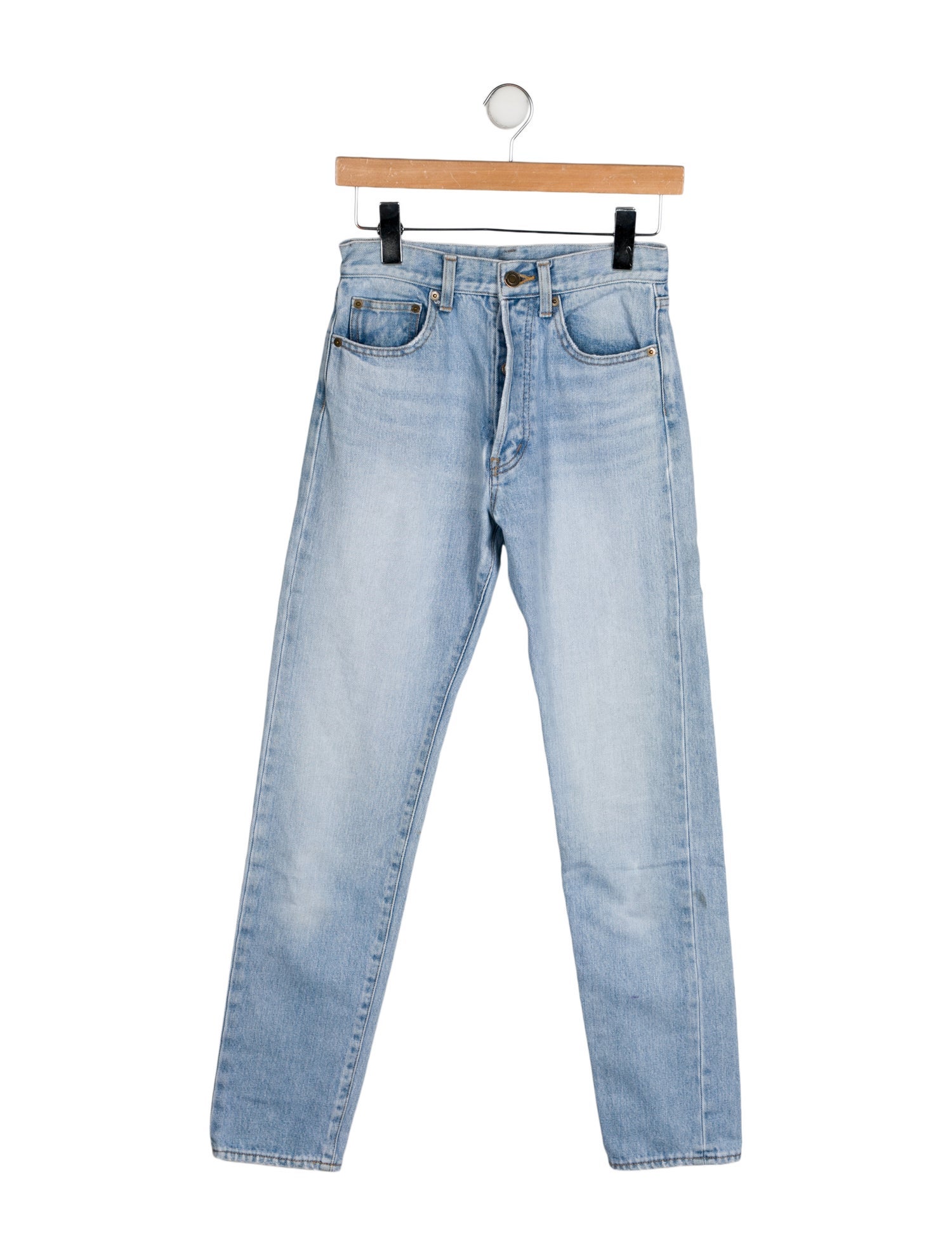 Saint Laurent Mid-Rise Straight Leg Jeans
