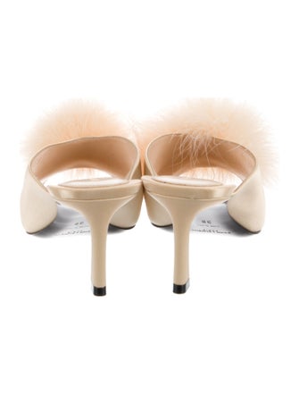 Saint Laurent Satin Feather Trim Mules