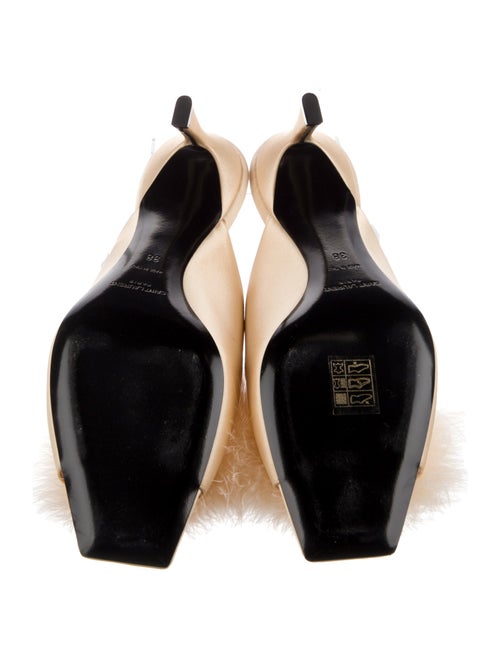 Saint Laurent Satin Feather Trim Mules